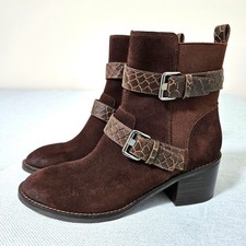 Donald J. Pliner Womens NEW Dahlin Suede Embossed Boot Leather Preppy Brown 8