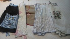 Lot of 5 Vintage Half APRONS Floral and Sheer, Linen Appliqued, Patchwork, Cows