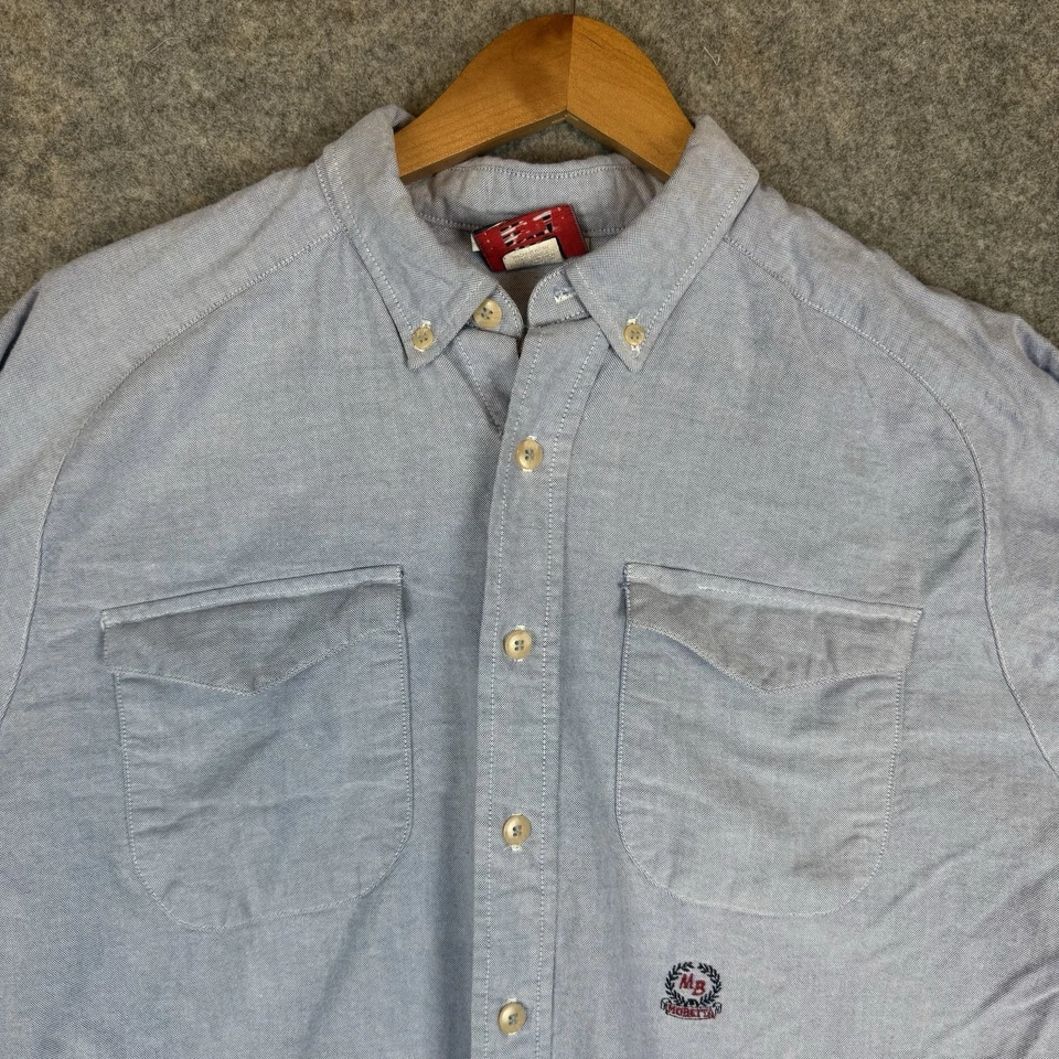 Camisa de Colección Mo Betta Western 16.5x35 Azul Cambray Cowboy Garth Hecha en EE. UU. Foto 4 de 4