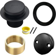 Matte Black Tub Drain Replacement Kit with Two-Hole Overflow Faceplate and A