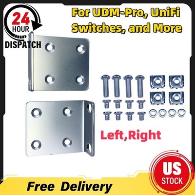L & R Replacement Rack Ears Mounting Kit For Ubiquiti Fit UDM-Pro UniFi Switches