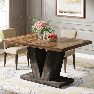 Farmhouse 47-Inch Black Dining Table for 4 - Space-Saving Design