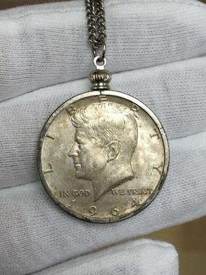 Sterling Silber John F.Kennedy 1964 Half Dollar Münze Medaille Halskette Geschenk