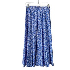Talbots Petites Vintage Blue Floral Cottage Women's 8 Maxi Skirt Flowy Boho