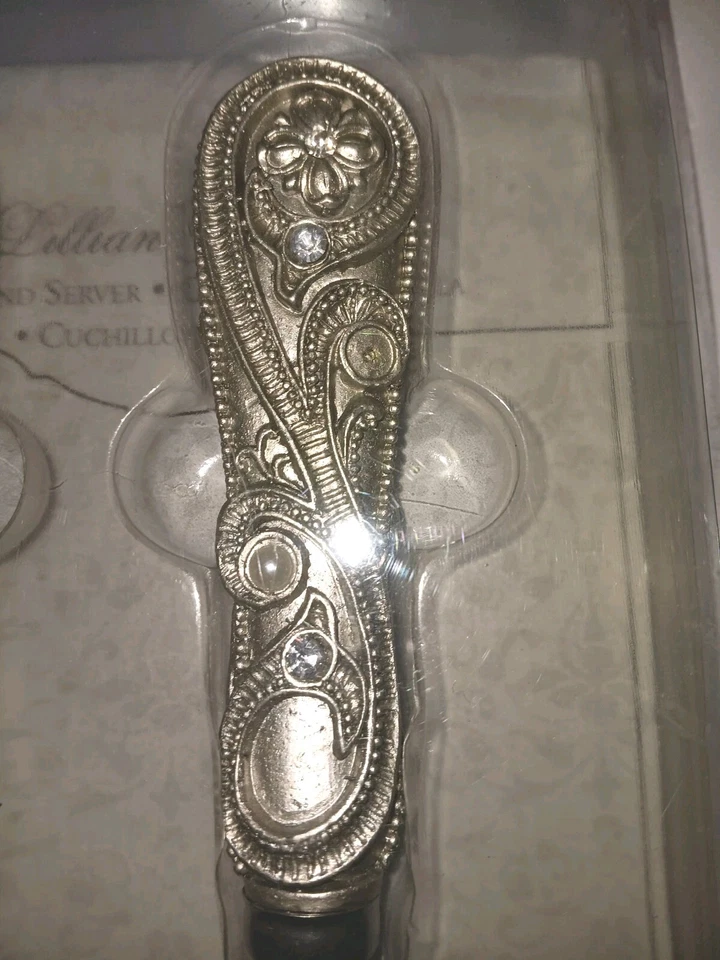 Juego de cuchillos y servidores de boda Lillian de plata rosa Foto 4 de 4