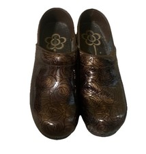 Sanita The Original Danish Leather Clogs Brown Rose PrInt Women 39 Lightly Worn