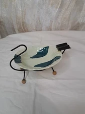 Vintage Ceramic And Metal Ashtray