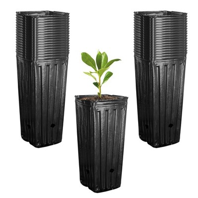 50pcs Plastic Deep Plant Nursery Pots, 9.8 Tall Tree Pots,Black Deep Seedling...