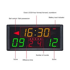 10 Digit Portable Digital Scoreboard with Remote Timer LED Score Keeper