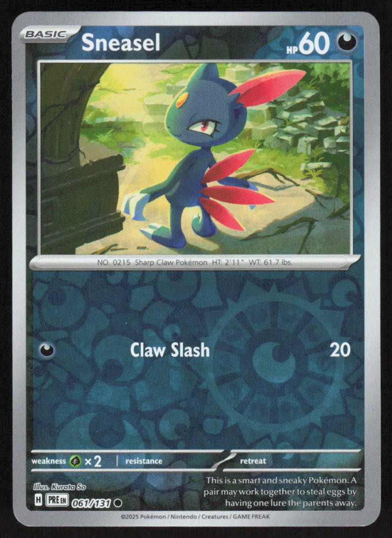 Sneasel Common Reverse Holo 061/131 NM SV: Prismatic Evolutions Pokemon Card