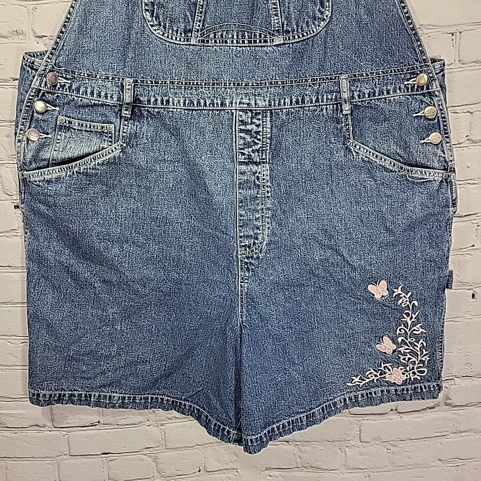Pantalones Cortos Denim De Colección Años 90 Para Mujer Plus 20W Bordados Mariposas Ediciones Básicas Foto 2 de 4