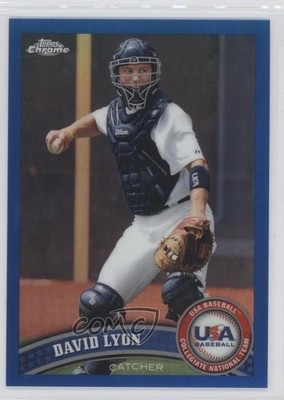 2011 Topps Chrome Blue Refractor 81/499 David Lyon #USABB12 2x6