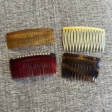 4 Vintage 80s Style USA Small Plastic Hair Side Combs Tortoise Red Various Sizes