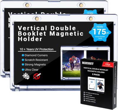 2-Pack Vertical Booklet Magnetic Card-Holder - 175PT Booklet Case-Uv Protection,