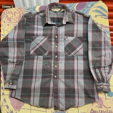 Vintage Big Mac Shirt Mens XL Tall Gray Plaid Flannel Workwear Button Front