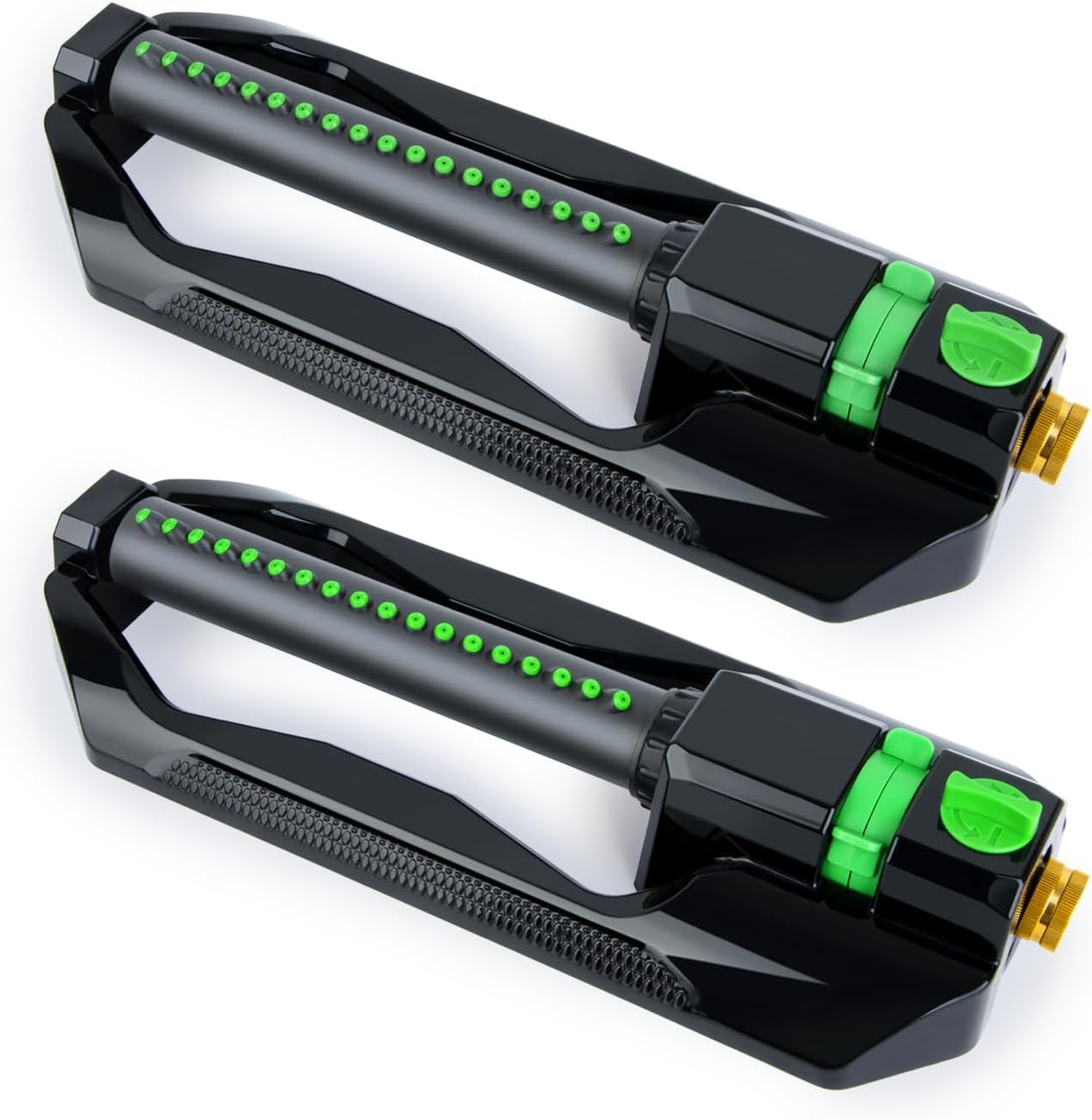 [2 Pack]  Heavy Duty Oscillating Sprinkler with Metal Base – Adjustable Flow Con