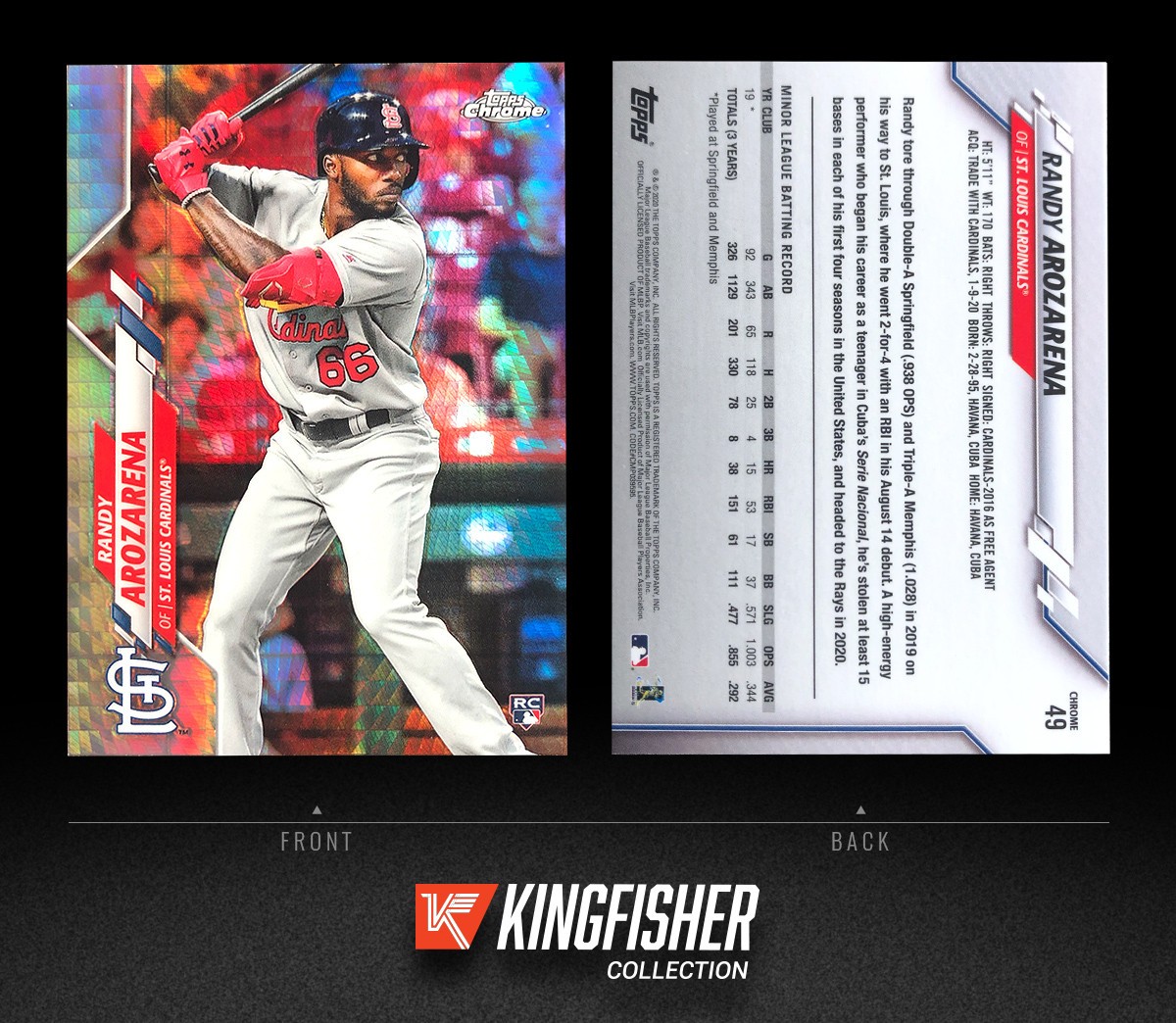 Randy Arozarena 2020 Topps Chrome Prism Refractor RC #49 St. Louis Cardinals