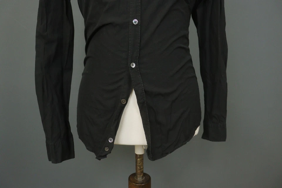 Camisa jeans acne preta algodão slim fit manga longa gola abotoada tamanho 48 - Imagem 4 de 4