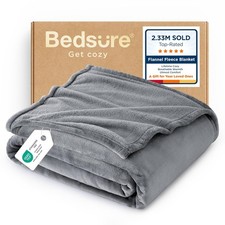 Bedsure GentleSoft Fleece Throw Blanket for Couch Grey - Lightweight Plush Fuzzy