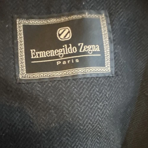 Ermenegildo Zegna Men’s Black Herringbone Long Coat Regular Size Type - product listing photo