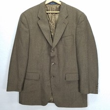 Vtg Chaps Ralph Lauren Pure Wool Sport Coat 44T Tall Mens Brown Houndstooth