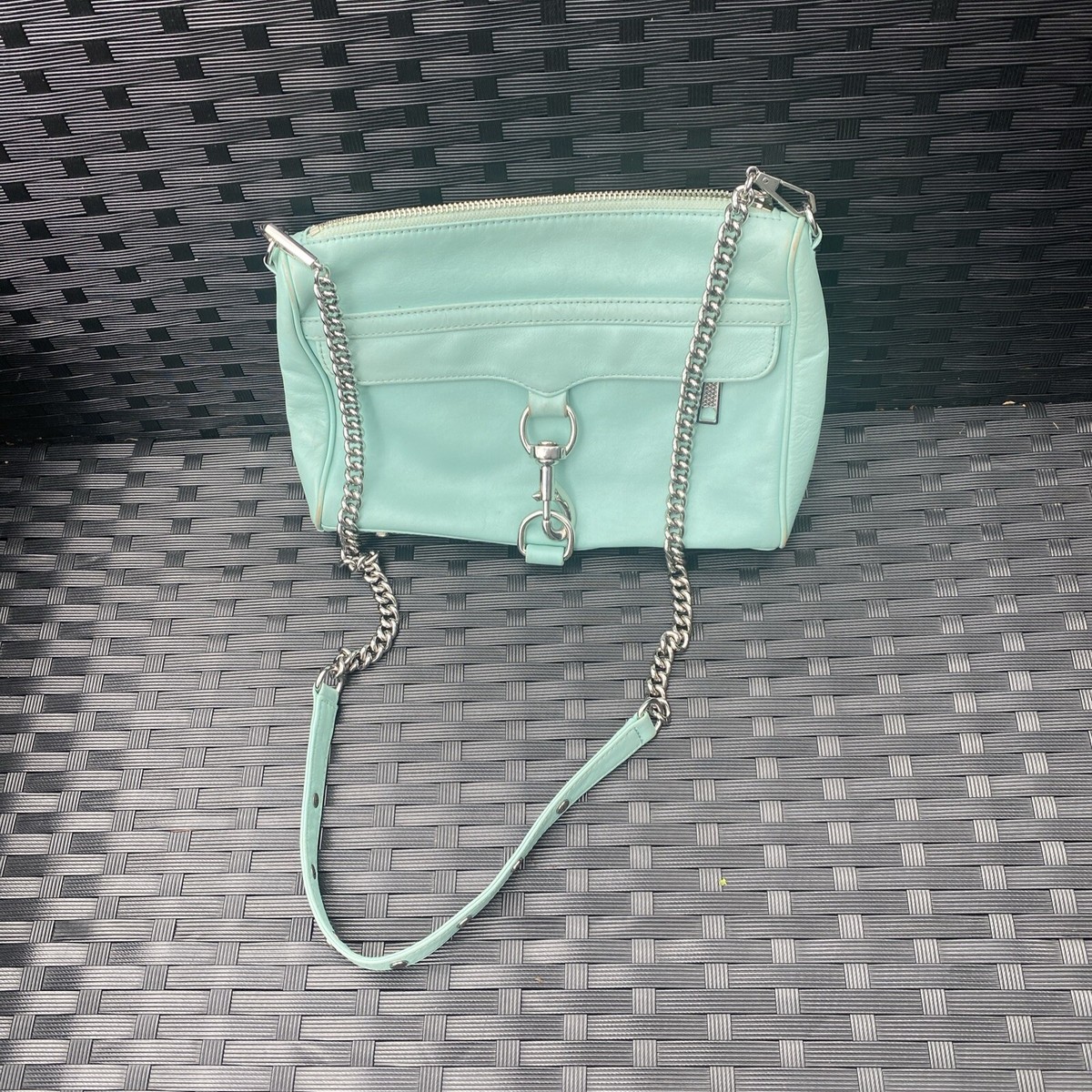 Rebecca Minkoff Mini Mac Mint Green Leather Chain Link Strap