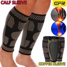 Copper Calf Sleeve Support Brace Shin Splint Compression Leg Wrap Pain Relief