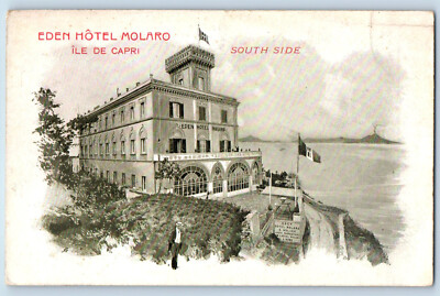 Naples Italy Postcard Eden Hotel Molaro Ile De Capri South Side c1910