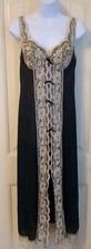 VTG 50s Maxi Nightgown Old Hollywood Glam Black Lace Slit Keyhole Fairy Goth MED