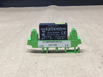 OPTO 22 DC60MP SOLID STATE RELAY W/ ET-MS01/24DC/60DC/3 SOCKET #106L63