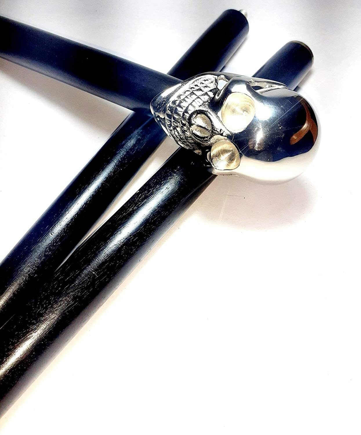 Solid Brass Skull Head Handle Walking Stick Woode… - image 7