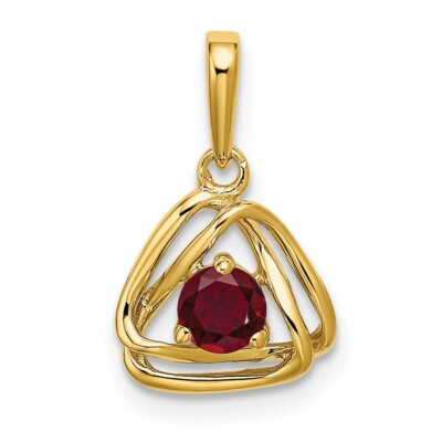 14K Gelbgold kreierter Rubin Dreieck Anhänger