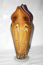 Beautiful 17"  Hand Blown Baijab Essie Zareh Signed Multi-Layer Art Glass Vase