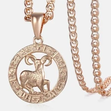 Rose Gold Plated Zodiac Horoscope Constellation Pendant Necklace For Women Men