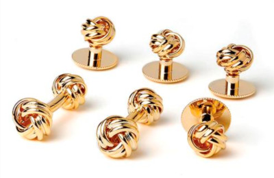 Two Sided Love Knots Studs and Cufflinks Set
