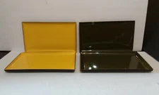 Vintage A T C Yellow and Green Hard Plastic Rectange Plates Trays 10x6 Japan LR2