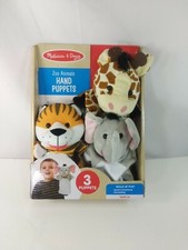 Set Of 3 Melissa and Doug Plush Hand Puppet Sets Zoo Animals - B19
