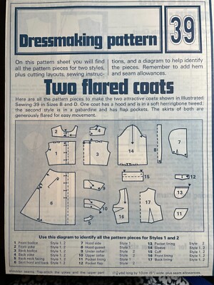 Two Flared Coats Vintage Dressmaking Pattern #39 Sewing Pattern UnCut