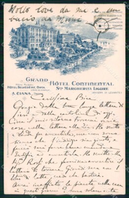 Genoa Santa Margherita Ligure Grand Hotel Continental postcard RT1217