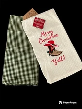 Set of 2 Country Western Holiday Christmas Kitchen Towels by Kay Dee Designs