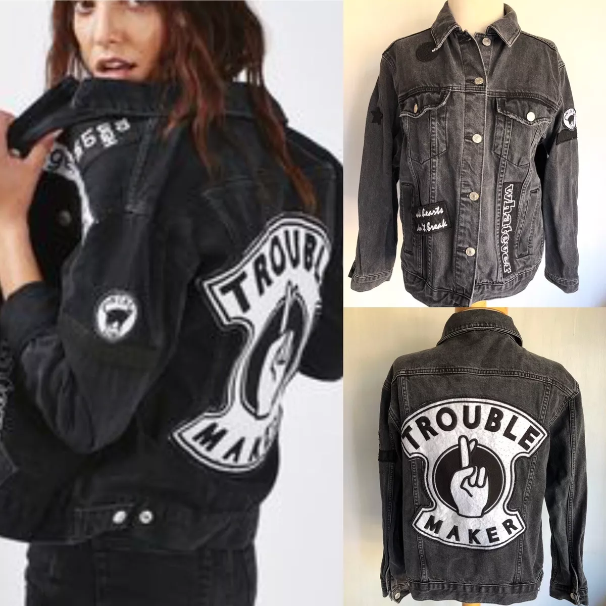 Topshop black cheap denim jacket
