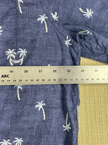 Tommy Bahama Shirt Men's Sz Large Denim Blue Palm Tree Button Up Short Sleeve - Picture 6 of 11