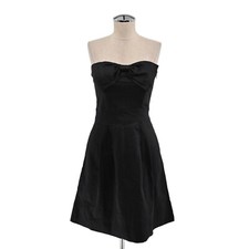 Gretchen Scott Strapless Dress Womens Sz XS Black Sweetheart Bow Fit Flare Retro