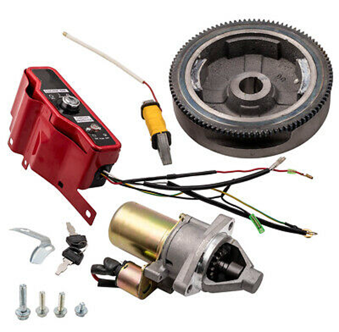 Vliegwiel elektrostart kit, 13HP vliegwiel starter motor met tandwiel spoel ontstekingsbox voor GX390