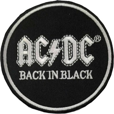 AC/DC Iron-On Standard Patch: BACK IN BLACK CIRCLE: Official Lic Merch ...