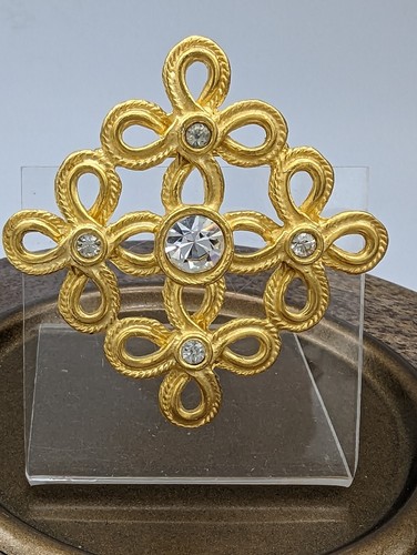 Vintage Gold Tone Rhinestone Large Gold Tone Brooch | eBay