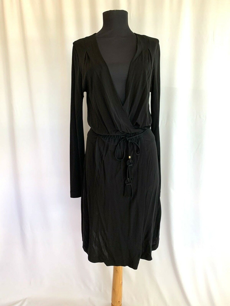 Diane von Furstenberg Black Knit Tie Front Dress - size 6 Small