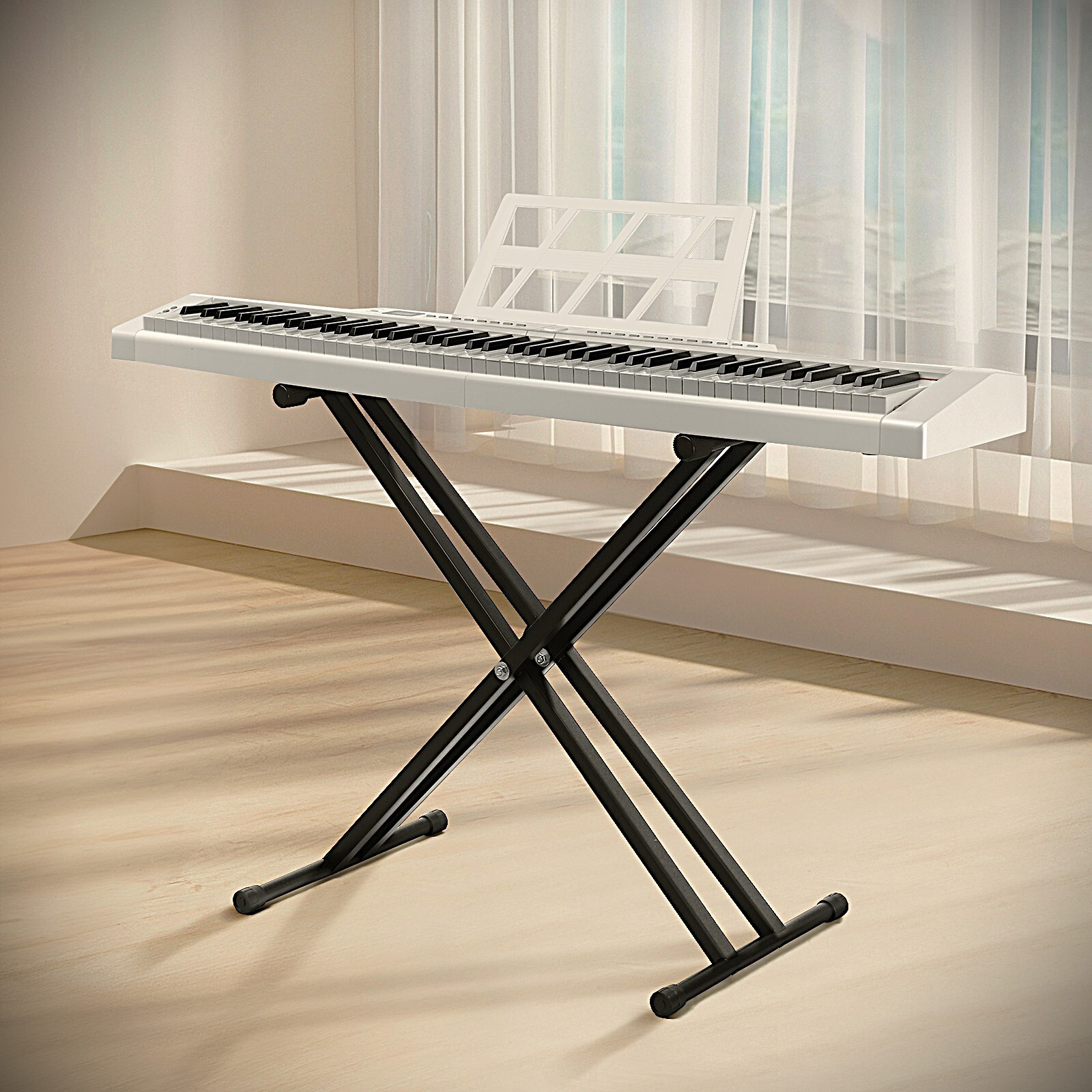 White 88-Key Digital Piano Keyboard Package with Stand, Full-Size, Semi-Weighted