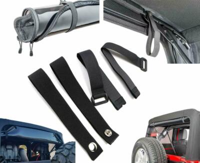 Soft Top Sunrider and Fenster Roll Up Snap Straps für Jeep Wrangler JK 2007-2018