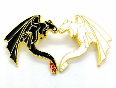HOW TO TRAIN YOUR DRAGON HEART PIN SET (2pcs) Romantic Gift Enamel Brooch Lot
